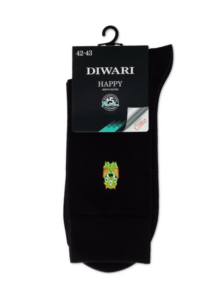 DIWARI HAPPY Однотонные хлопковые носки с вышивкой 516