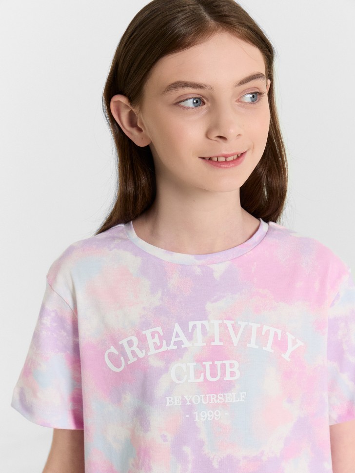 Футболка для девочек розовая с надписью "creativity club" 117923 Mark Formelle
