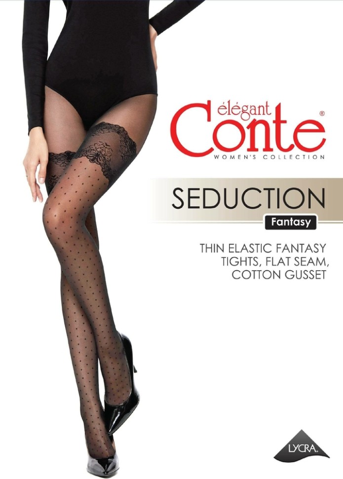 CONTE SEDUCTION Колготки женские в точку с имитацией чулок
