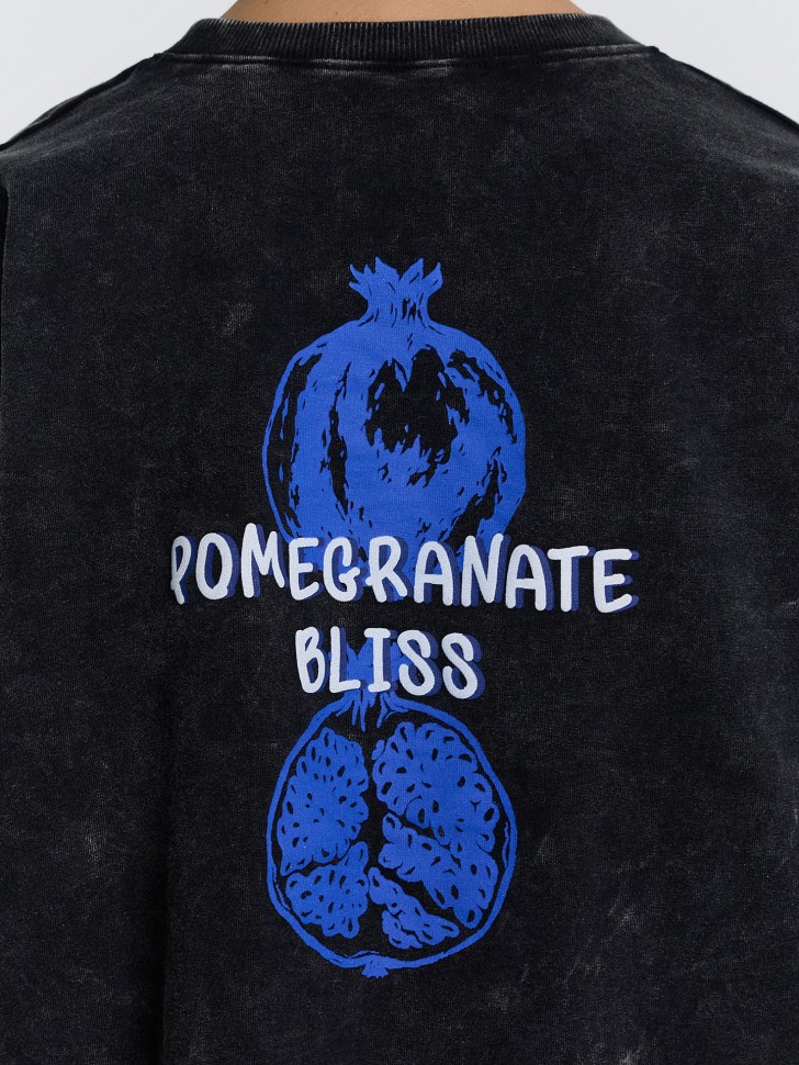 Футболка женская черная с принтом и надписью "pomegranate bliss" 112961 Mark Formelle