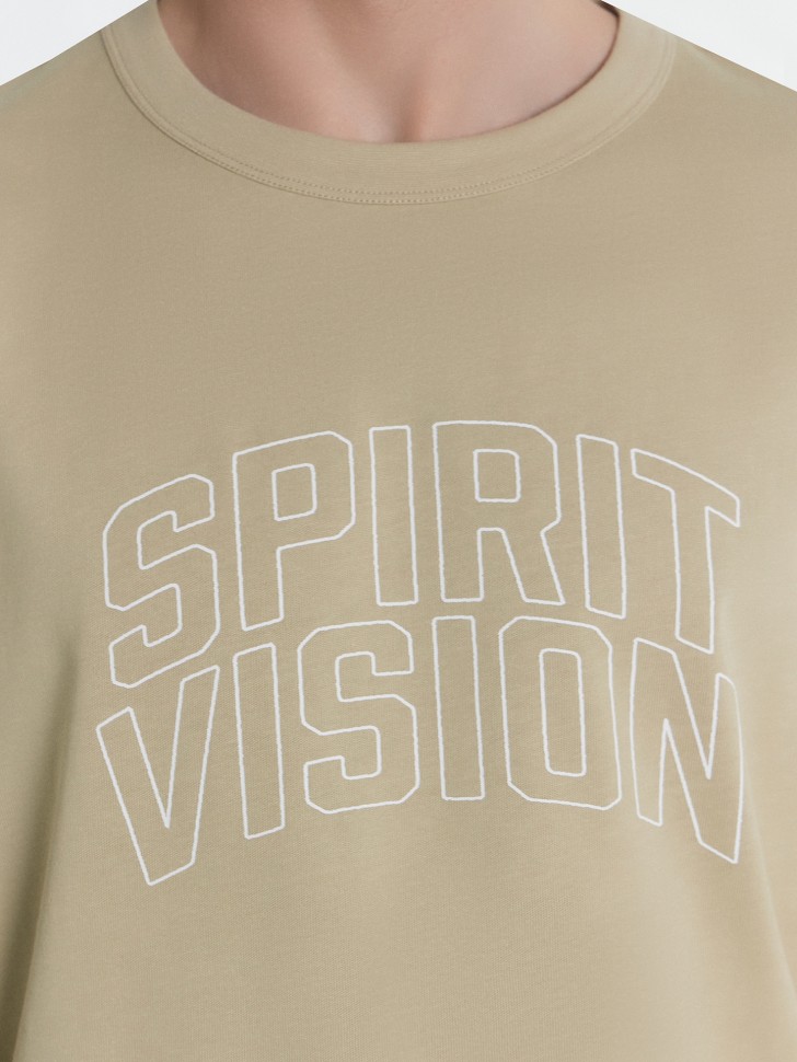 Мужская футболка бежевая с надписью "Spirit vision" 111855 Mark Formelle