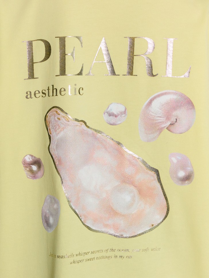 Футболка женская желтая с принтом "Pearl aesthrtic" 112953 Mark Formelle