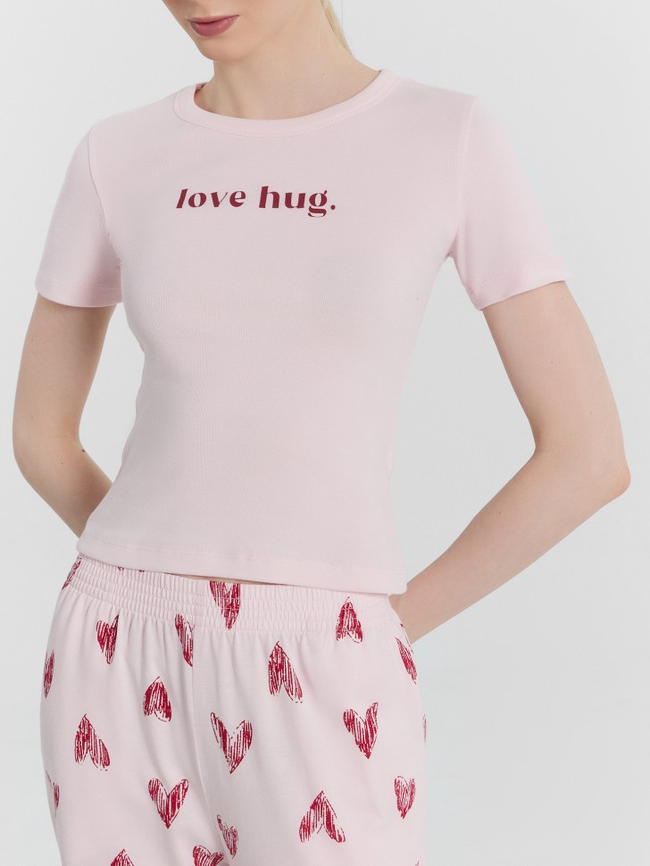 Пижама женская розовая с принтом "love hug." 592588 Mark Formelle