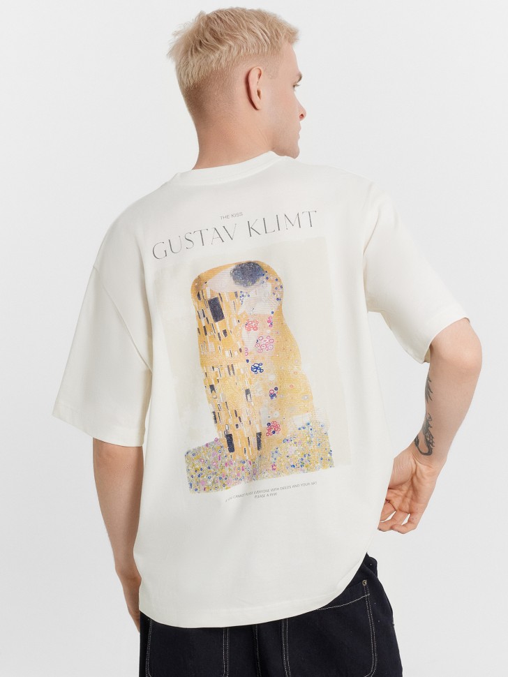 Футболка мужская крмовая с принтом и надписью "Art u wear " 111932