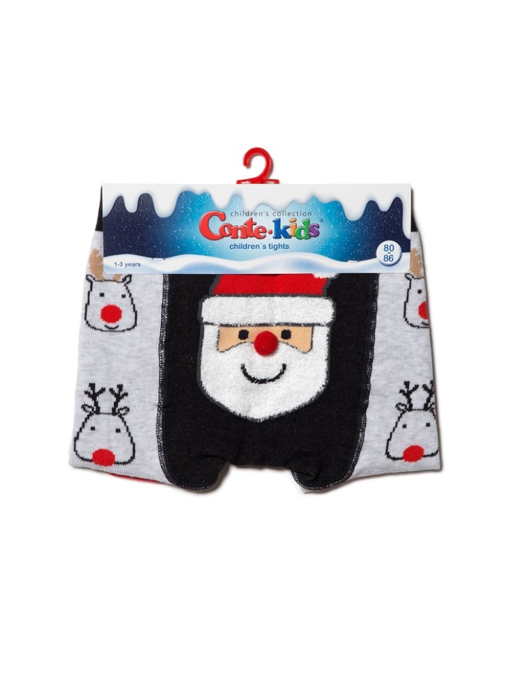 CONTE-KIDS NEW YEAR Новогодние колготки "Санта-Клаус" с пушистой нитью и помпоном 538 CONTE-KIDS
