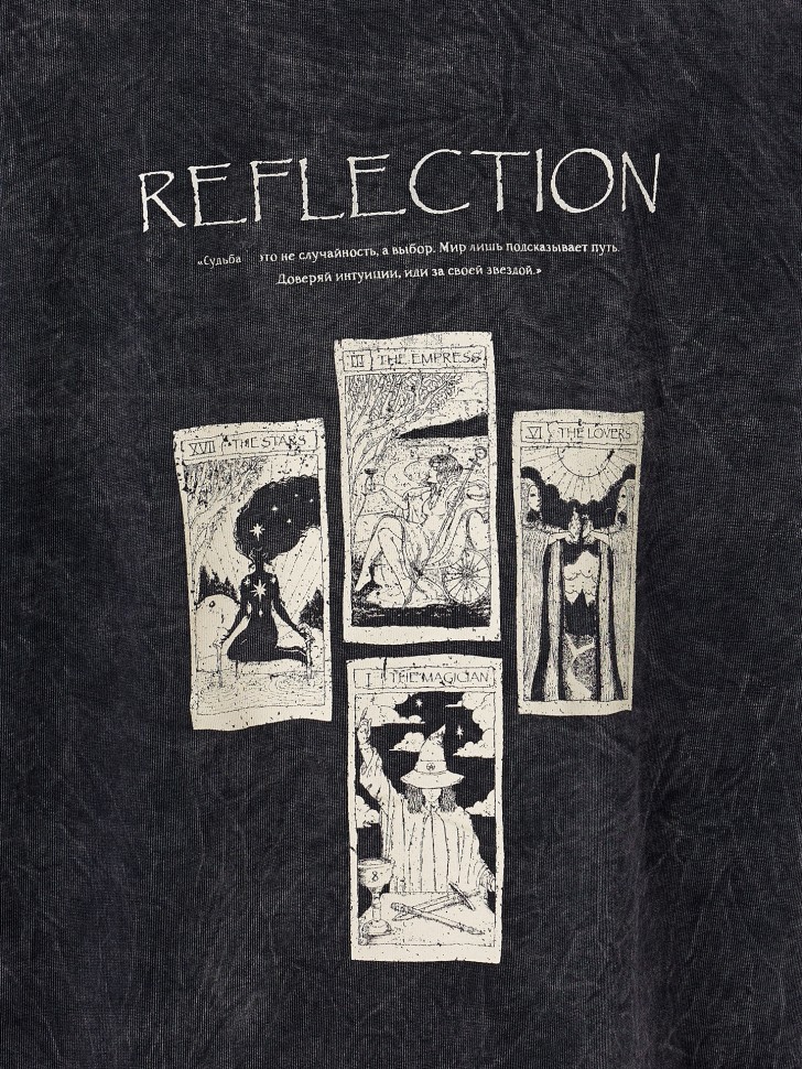 Футболка женская серая с принтом и надписью "reflection" 112953 Mark Formelle