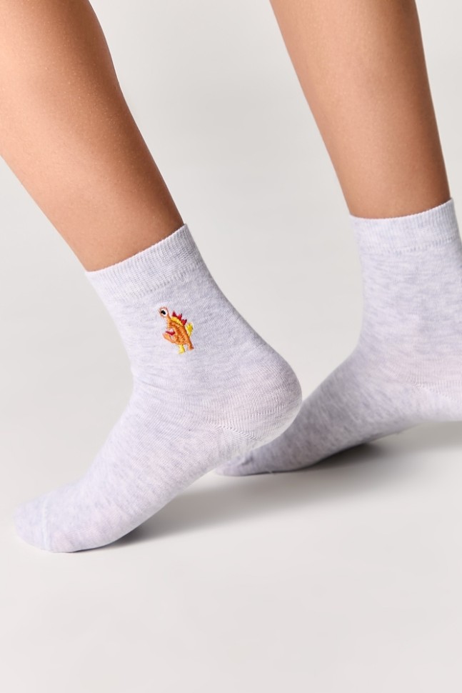 Conte-kids TIP-TOP Однотонные хлопковые носки с вышивкой 514 CONTE-KIDS