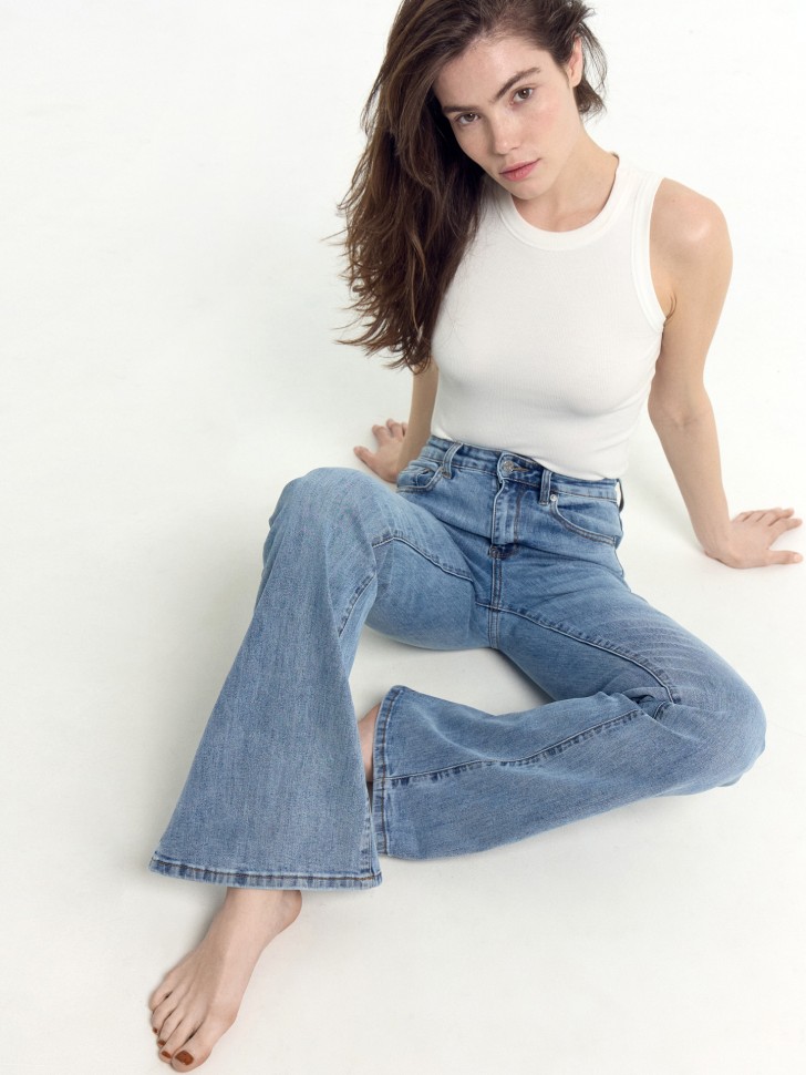 Брюки женские джинсовые FLARE FIT голубые 2024-DTW1701-3 Mark Formelle