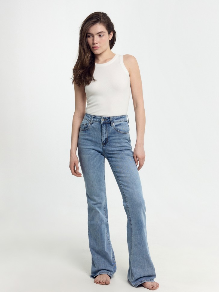 Брюки женские джинсовые FLARE FIT голубые 2024-DTW1701-3 Mark Formelle