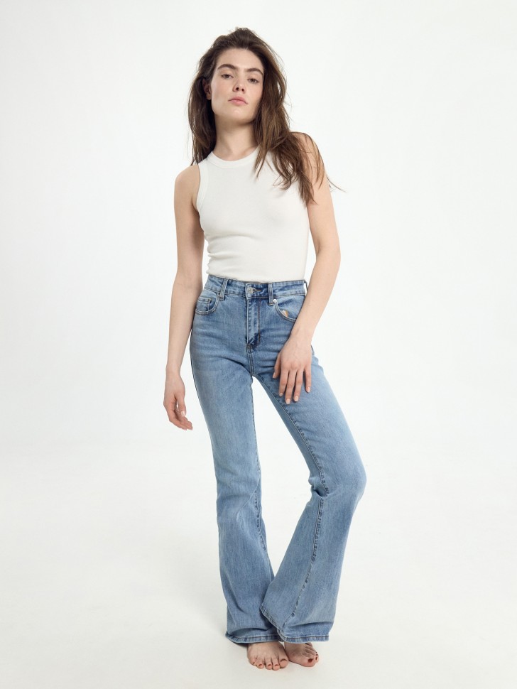 Брюки женские джинсовые FLARE FIT голубые 2024-DTW1701-3 Mark Formelle